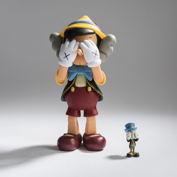 Kaws: Sculture Vintage Pinocchio e il grillo parlante del XX Secolo Opera d'arte esemplare - Robertaebasta® Art Gallery opere d’arte esclusive.
